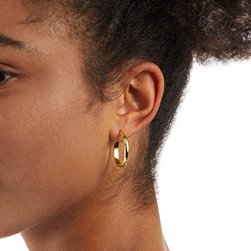 Amazon Essentials 14K Gold or Sterling Silver Plated Polished Dome Hoop - color: Yellow Gold, size: 25 mm