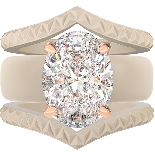 Rinfit Silicone Ring with Stone - Oval Cut Cubic Zirconia Solitaire Engagement Ring for Women - Rubber Wedding Bands - Patented Design - color: Pack M: Nude / Rose Gold
