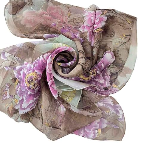 Xyueanlo Scarfs for Women Fashion Scarves Print Pattern Lightweight Sunscreen Scarf Wraps Shawls - color: Peony Brown