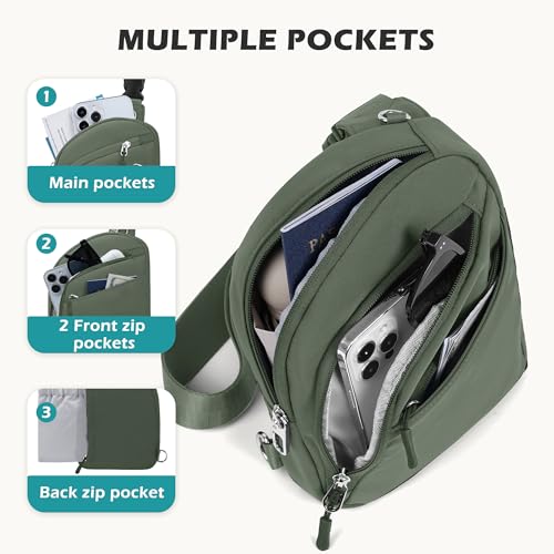 TOPEAST Anti Theft Crossbody Bags for Women Men, Small Sling Crossbody Bag Travel Purse Shoulder Wallet with RFID Blocking - color: 4-dark Green