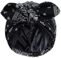 Ababalaya Satin Lined Beanies for Women Chemo Headwear Silky Lined Cotton Sleeping Cap - color: Black
