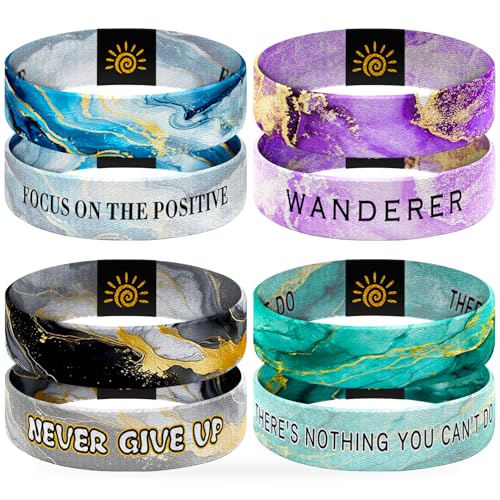 4 Pcs Surfer Beach Bracelets for Men Women Inspirational Elastic Comfy Summer Reversible Wristband Gifts Friendship Bracelets - color: Inspirational-Bracelets, size: (7.5") Large