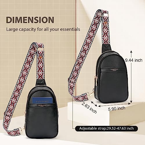 APHISON Small Sling Bag Fanny Packs Cell Phone Purse Vegan Leather Crossbody Bags for Women Chest Bag with Adjustable Strap Black - color: 13-black