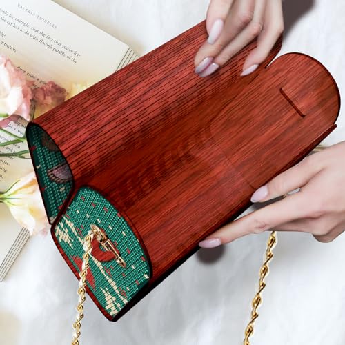 C'eitura Elk Diamond Art Wooden Clutch with Chain, DIY 5D Rhinestone Shoulder Bag, Rustic Nature Theme Purse, Unique Festival Gift - color: Skb215