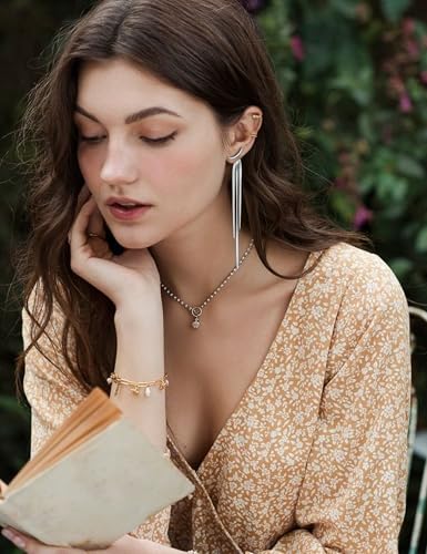 Long Dangle Earrings for Women – Elegant Dainty Tassel 18K Gold Plated Earrings for Womens in Prom Lightweight and Hypoallergenic Dangling Gold Earings for Women and Teens - color: Izumi Silver