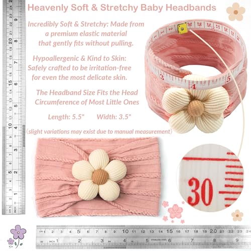 JOYOYO Baby Flower Headband and Socks, Cute Baby Girl Headbands and Soft Socks Sets for Toddler Newborn Infant Girl (Beige Pink Khaki) - color: Beige/6pcs