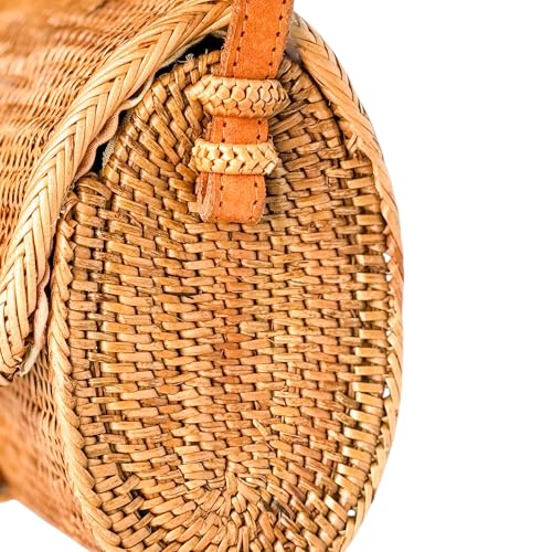 Utama Rattan Bag - Handmade Wicker Woven Purse - Ata, Woven, Straw, Bags - Circle, Square, Oval, Trapezoid Straw Boho Bags - color: Small Oval