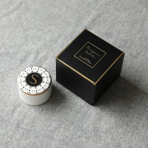 COLLECTIVE HOME - Monogram Jewelry Box, Bohemian Ceramic Trinket Box, Storage for Necklace Ring Bracelet Keys, Birthday Mother's Day Christmas Gift for Women, 3.25" x 2.5" (S) - color: S