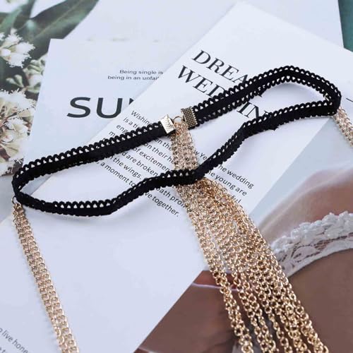 Boho Multilayer Thigh Chain Tassel Leg Chain Beach Bikini Body Chain Leg Chain Gold Pearl Thigh Chain Elastic Thigh Chain Accessories for Women