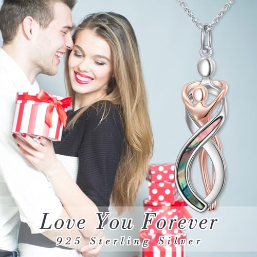 FLYOW S925 Sterling Silver Best Friend Couple Pendant Friendship Sun Moon Lotus Yin Yang Matching Bff Necklace for Women Jewelry - style: infinity