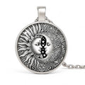 1pc Stunning Round Pendant Necklace - Unique Sun & Moon Pattern, Oil Painting Style Glass Mosaic, Alloy Construction, Trendy Sweater Chain, Fashionable Gift for Women - Christmas or Birthday Gift - color: Gray Sun/Moon Silver Chain