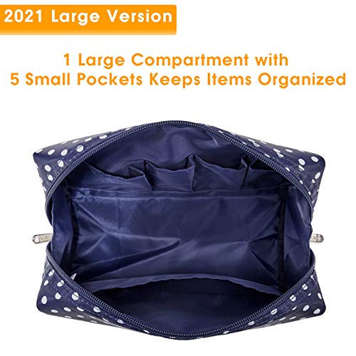 Narwey Cute Makeup Bag Travel Cosmetic Bag Organizer Toiletry Bag Make Up Bags with Compartments for Women Girls (Large, Polka Dot) - color: Polka Dot, style: Large