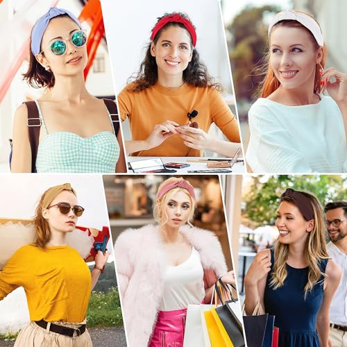DiyJibb Headbands for Women Girls - 6PCS Stylish Top Knotted Headbands - Knotted Headband for Women - Head Bands Wide Hairband Hair Accessories - color: pink，yellow，white，red，dark brown，blue