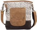 Myra Bag Floral Purses for Women - Genuine Leather and Canvas Floral Purse with Flower Print, Flower Handbags for Women - style: Pivot Print Shoulder Bag