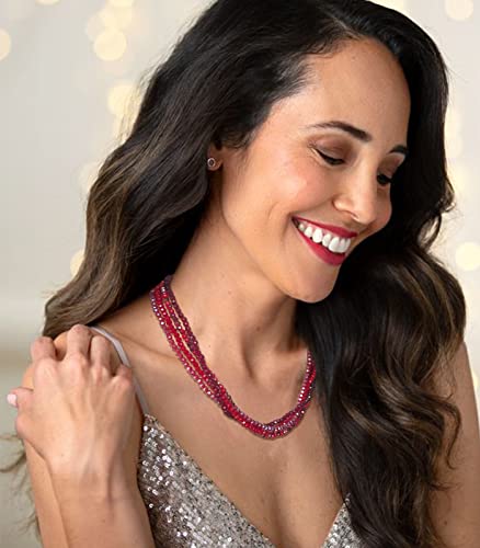 Noessla Beaded Statement Necklaces for Women Layered Chunky Bead Necklace Fashion Costume Jewelry Gifts for Mom - color: 029-Red
