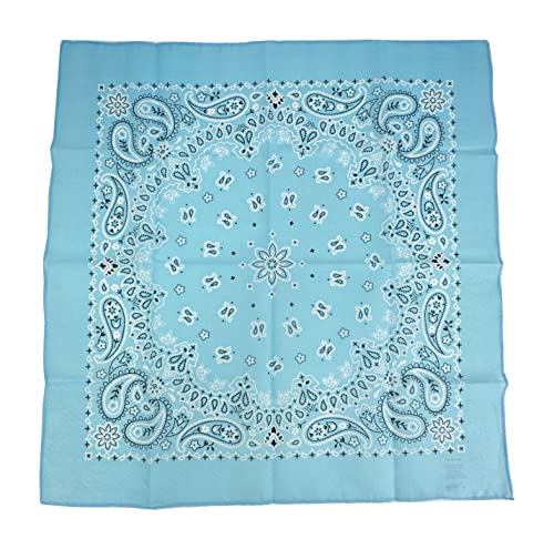 Single Pack Bandanas 60s Premium Cotton Soft Thin Handfeel Large Handkerchief for Men and Women - color: 1 Pack-light Blue