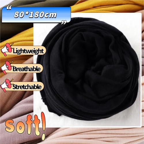 Head Wraps for Black Women, Breathable Headwrap Soft Long Hair Wraps Wide Headscarves for Locs Braids - color: Black