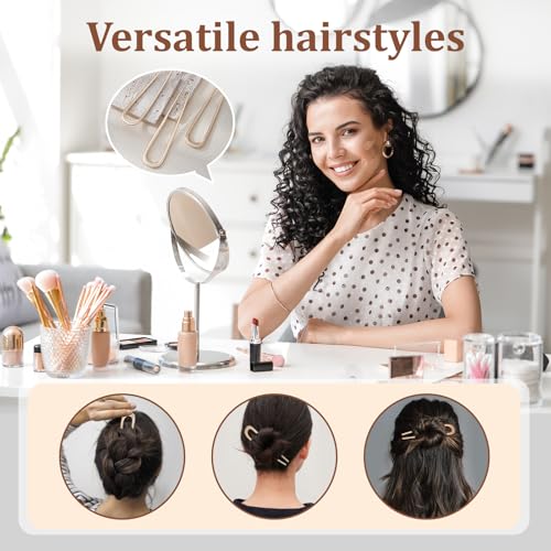 AWAYTR 3Pcs French Hair Pins for Women - Metal Hair Forks for Elegant Bun, Twist & Chignon Hairstyle Accessories (Gold) - color: Gold