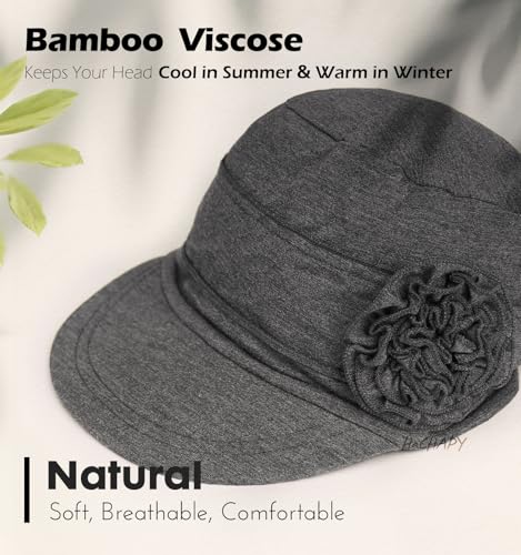 Hachapy Soft Newsboy Cap for Women Slip on Headwear Summer - color: Dark Heather Grey