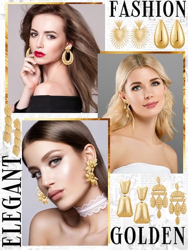 Glenmal Gold Statement Earrings for Women Large Gold Geometric Earrings Woven Twisted Leaf Earring Jewelry Gift - style: Novel Style