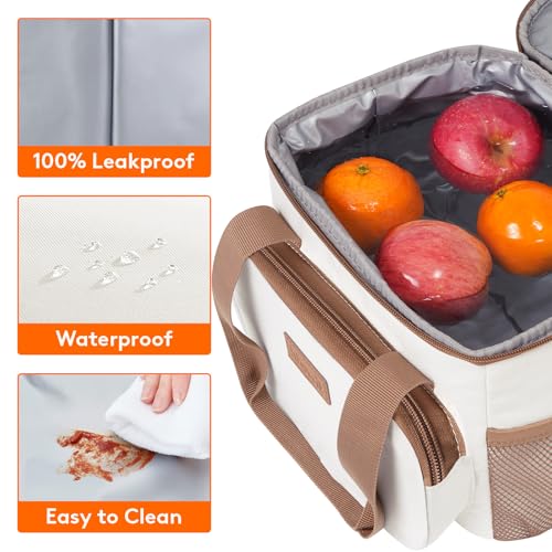 Lifewit Medium Lunch Bag, Insulated Lunch Box, Soft Cooler Cooling Tote for Adult Men Women, Beige 12-Can (9L) - color: Cream, size: Medium(9L)