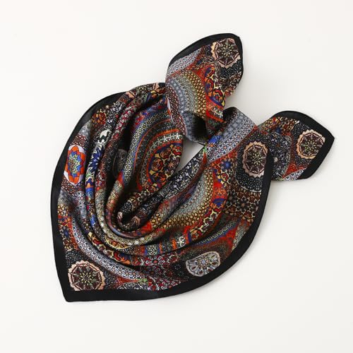STARWHISPER 100% Pure Mulberry Silk Square Scarf-27''x27 Lightweight Hair Scarves Headscarf Night Sleeping with Gift Packed - color: Colorscape
