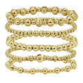 Gold Beaded Bracelets for Women: 14K Gold Bracelets for Women Trendy Dainty Gold Ball Bracelet Stack for Womens - Boho Stretch Bracelets Jewelry Sets with Cross Fashion Accessories Gifts for Women - style: Gold Ball