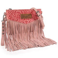 Wrangler Crossbody Small Purse for Women Wristlet Fringe Bag Western Purse - color: Angel Peach