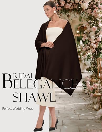 PULI Women's Pashmina Shawl Wraps for Evening Dress Large Scarf Blanket Long Wedding Bridal Winter Warm Shoulder Wrap - color: Chocolate Brown