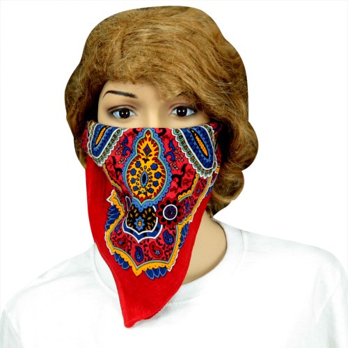 Sunshine Joy Paisley Hippie Bandana 22x22 Inches - color: Classic Red