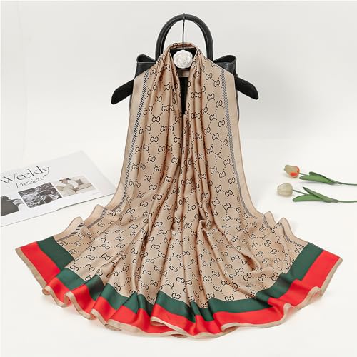vimate 100% Large Silk Feeling Scarf-Women's Fashion Long Mulberry Silk Satin Neck Scarf Sunscreen Shawl Wrap Headscarf - color: Style 24