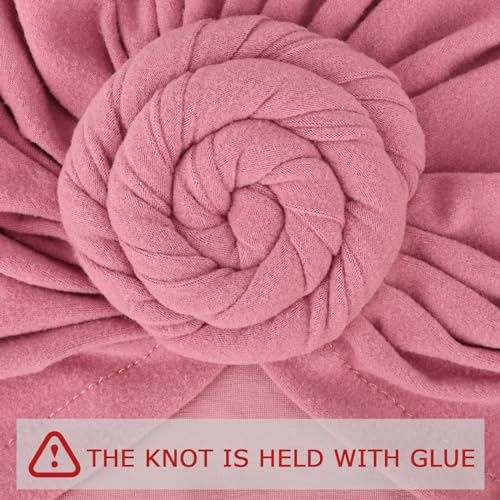 DRESHOW 5 Pack Knotted Headwraps for Women African Turban Pre-Knotted Beanie Headwraps Hair Covers - color: 5 Pack Donuts: White/Tan/Pink/Grey/Black