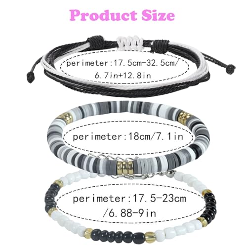 Beach Bracelet Set for Men and Women, Surfer Men Bracelet, Braided Boho Summer Bracelets Adjustable Men's Bracelet Handmade Women Bracelet String Rope Ankle Bracelets Birthday Gift - style: 4pcs Boho Bracelets Ankles Black