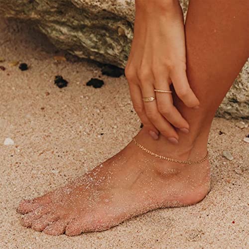 MTMY Gold Anklets for Women 14K Gold Plated Tiny Bead Anklet Colorful Tassel Foot Chain Dainty Adjustable Cute Summer Beach Boho Anklets Jewelry Gift - style: stacking balls