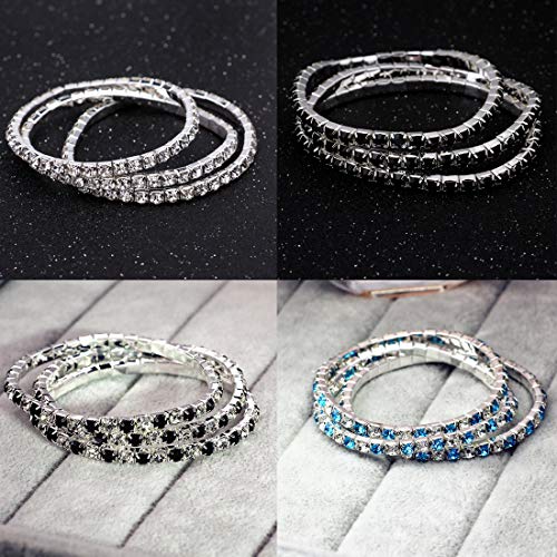 Zealmer Sparkle Multicolor Rhinestone Stackable Stretch Bracelets for Women - color: 8pcs multicolor