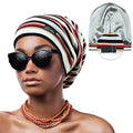 Adjustable Satin Lined Sleep Cap for Dreadlocks Curly Hair Large Head-Stay On Overnight - color: Multicolor
