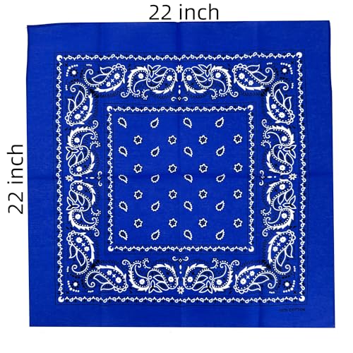 Vamqor 100% Cotton 10 Pack Fine Bandanas - color: Royal Blue