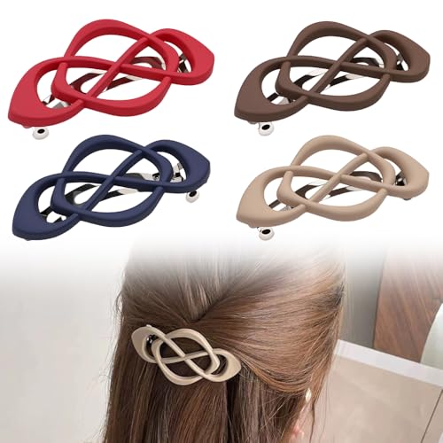 Vintage French Barrette Clips, 2025 New 4 Pack Hair Accessories for Women & Girls, Thick to Thin Hair (L) - color: L