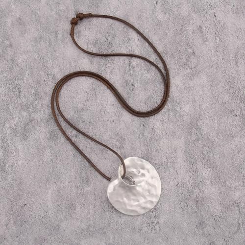 JAOYU Bohemian Necklaces for Women Leather Necklace Wood Pendant Choker Long Brown Necklace Chunky Circle Boho Hippie Jewelry - style: Bohemian Style Necklace