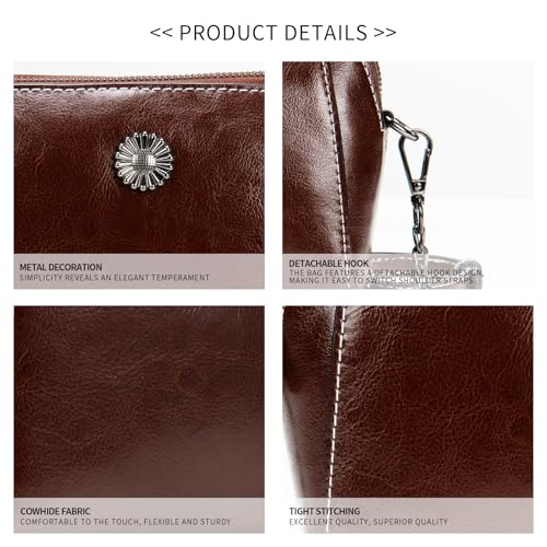 Genuine Leather Small Crossbody Bags for Women | Lightweight Shoulder Purse, Designer Handbag with Adjustable Strap, Casual Travel Everyday Bag - color: H-dark Brown