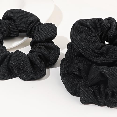 Ivyu Hair Scrunchies for Women - Hair Ties No Damage Both for Thick Hair or Thin Hair Curl Hair No Crease Black Scrunchies Ponytail Holder No Hurt Your Hair - color: Black