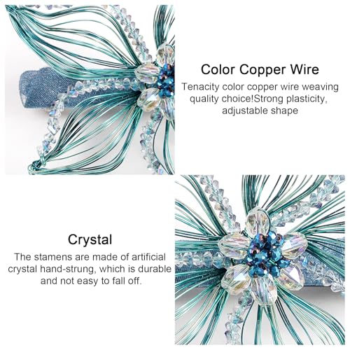 Mistofu DIY Copper Wire Metal Hand-woven High-level design Barrettes Elegant Hair Accessories, Gifts for Women Girls (teal-a) - color: teal-a