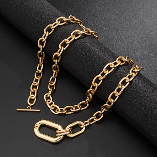 Gold Chunky Necklaces for Women Multi Layered Punk Gold Statement Necklaces Hip Hop Portrait Cuban Link Chain Necklace 90s Outfit Accessories - style: Style2