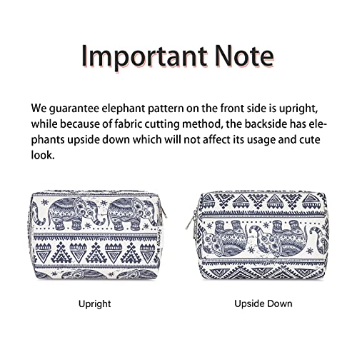 Narwey Cute Makeup Bag Travel Cosmetic Bag Organizer Toiletry Bag Make Up Bags with Compartments for Women Girls (Large, Elephant) - color: Elephant, style: Large