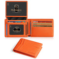 RUNBOX Wallet for Men -Slim Rfid Leather Mens Bifold Novelty Wallets 2 ID Window With Gift Box Men's Accessories | Slim - color: palm-orange