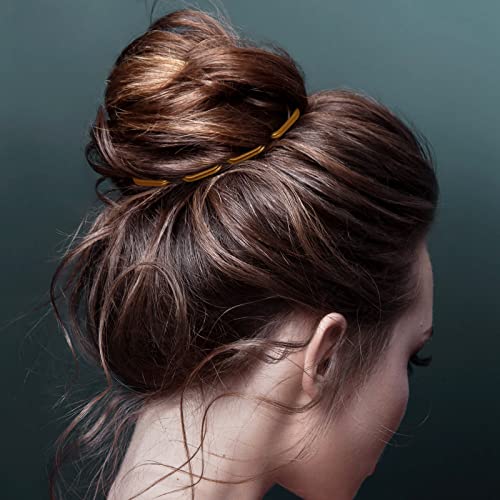 Waydress 36 Pieces U Shaped 3 Inches Hair Pins Ballet Buns Bobby Metal U Pins for Bun Updo Bun Women Lady Thick Thin Long Curly Hair(Orange) - color: Gold, size: 3 Inch