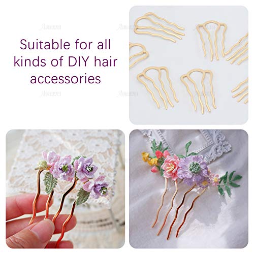 AUEAR, 20 Pack Metal Gold Hair Combs Pins 4 Teeth Accessories for Women Girl Decorative
