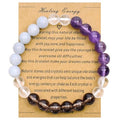 Strong Healing Crystal Bracelet 8MM Genuine Stone Bracelet Lucky Beaded Bracelet Chakra Bracelet 6.5 inch Positive Energy Inspirational Gifts for Women Mom - style: Anxiety Relief