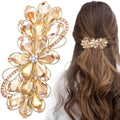 Joez Wonderful Rhinestone Hair Barrettes for Women, Champagne | Sparkly flower hair pin accessories, non-slip, alloy made, for weddings, birthdays, parties, engagements, balls, brides - color: Rhinestone Butterfly Champagne B