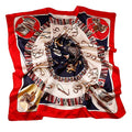 NZKNP Silk-Like Head Scarf - Women's Bandana Wraps - color: 27-red and Navy, size: 35"*35"